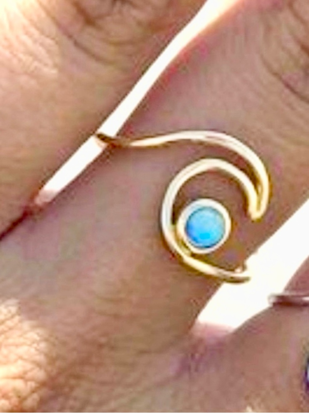 Opal Sterling Silver Gold Plated Modern Wave Ring NWT